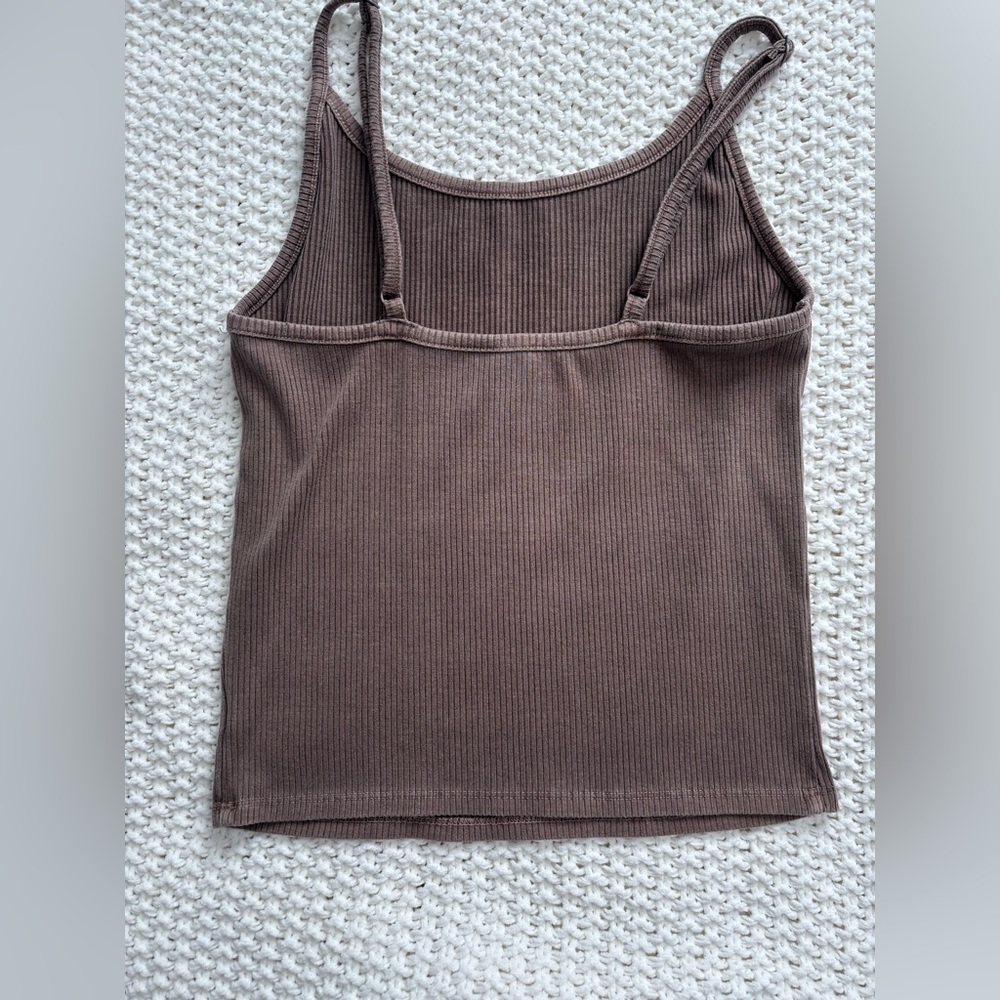 NWOT Light Brown Ribbed Tank Top with Adjustable Straps - Picture 4 of 5